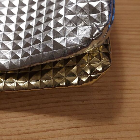 Cosmetic bag clutch pouch gold and silver set of 2 - Picture 8 of 8